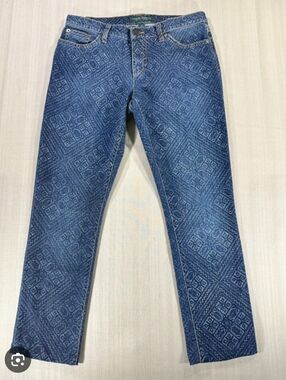 Ralph Lauren Blue Mosaic Print Slim Jeans